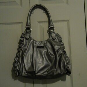 NINE & co.  - Gun Metal Ruffle Trim Tote      10-30